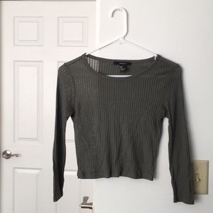 Grey long sleeve ribbed crop top